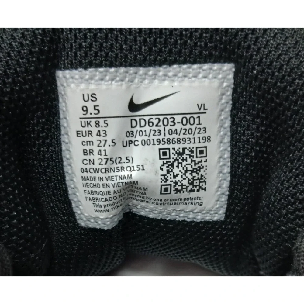 Nike Men's Air Winflo 9 Running Shoes DD6203-001 Black White‎ Smoke Gray Sz 9.5